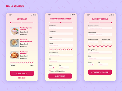 Checkout process for Bakery bakery checkout credit card cupcakes daily ui 002 dailyui sprinkles