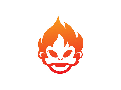 Monkey on Fire Logo illustration logo logo design logotype minimal logo minimalist monkey negative space