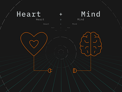 Heart + Mind art dark dark ui design figma flat heart icon illustration lineart love mind perspective plugin shockoe tech typography ui web wisdom