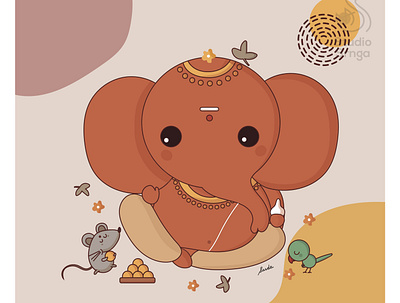 Ganesha 01 adobe illustrator ganesha illustration indian illustrator indian mythology modak mooshika mumbaistudio studiosrnga