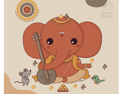 Ganesha 02 adobe illustrator design ganesha illustration indian illustrator indian mythology modak mooshika mumbaistudio studiosrnga