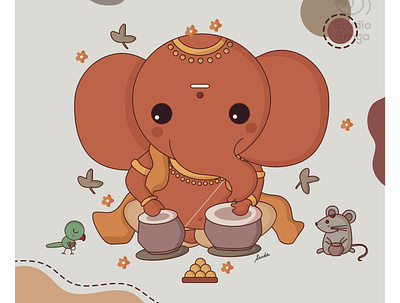 Ganesha 04 adobe illustrator design ganesha illustration indian illustrator indian mythology modak mooshika mumbaistudio studiosrnga