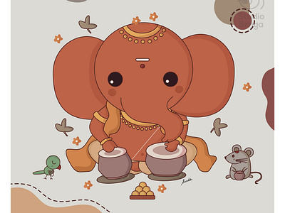 Ganesha 04 adobe illustrator design ganesha illustration indian illustrator indian mythology modak mooshika mumbaistudio studiosrnga