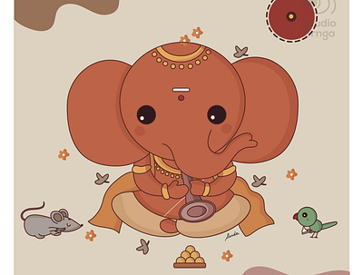 Ganesha 05 adobe illustrator design ganesha illustration indian illustrator indian mythology modak mooshika mumbaistudio studiosrnga