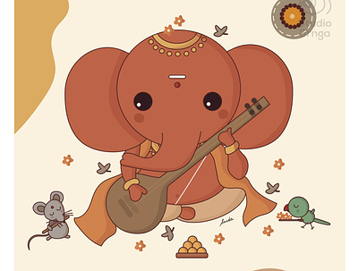 Ganesha 06 adobe illustrator design ganesha illustration indian illustrator indian mythology modak mooshika mumbaistudio studiosrnga