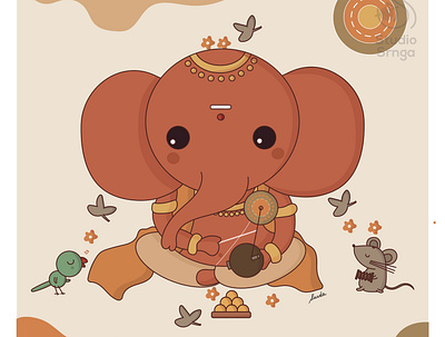 Ganesha 07 adobe illustrator design ganesha illustration indian illustrator indian mythology modak mooshika mumbaistudio studiosrnga