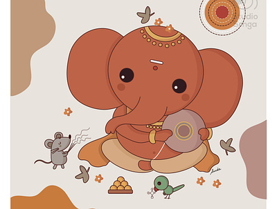 Ganesha 08 adobe illustrator design ganesha illustration indian illustrator indian mythology modak mooshika mumbaistudio studiosrnga