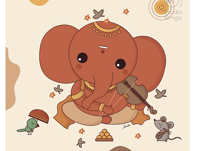 Ganesha 09 adobe illustrator design ganesha illustration indian illustrator indian mythology modak mooshika mumbaistudio studiosrnga
