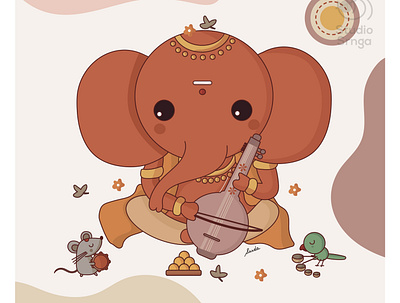 Ganesha 10 adobe illustrator design ganesha illustration indian illustrator indian mythology modak mooshika mumbaistudio studiosrnga