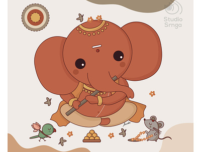 Ganesha 11 adobe illustrator design ganesha illustration indian illustrator indian mythology modak mooshika mumbaistudio studiosrnga