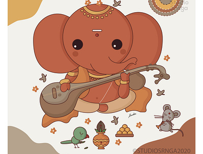 Ganesha 12 adobe illustrator design ganesha illustration indian illustrator indian mythology modak mooshika mumbaistudio studiosrnga