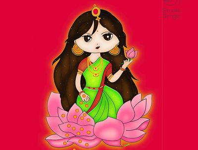 Goddess Lakshmi adobe illustrator happiness illustration indian illustrator indian mythology studiosrnga wealth