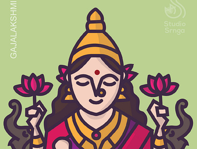Ashtalakshmi Series - Gajalakshmi adobe illustrator illustration indian illustrator indian mythology studiosrnga