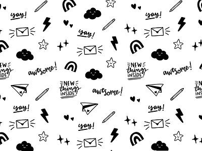 Pattern for Packaging black and white calligraphy clouds doodle hand lettering illustration lettering line art packaging pencil procreate repeat pattern stickers