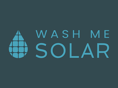 Wash Me Solar Logo brand branding logo logodesign raindrop solar solar panel wash waterdrop