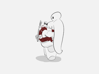 Baymax and Deadpool 2d character baymax cartoon cartoon character cartoon illustration character deadpool flat design illustration inkscape pixar vector wall art