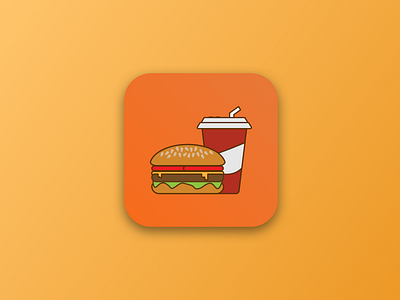 Food App Icon - DailyUI 05 burger dailyui dailyui 005 design designchallenge food hungry orange shake ui