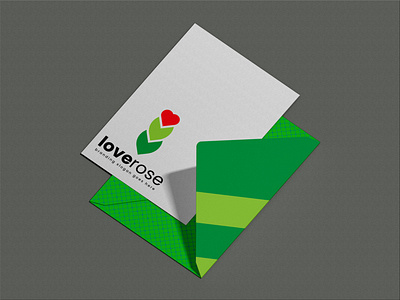 Cupid Love - Green Leaf and Rose Logo Template