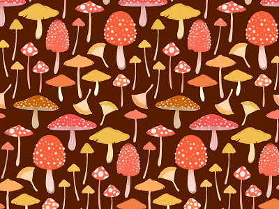 Mushroom Forager autumn digital illustration digital painting fall illustration mushroom mushrooms procreate surface design surface pattern surface pattern design