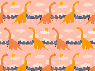 Brachiosaurus pattern brachiosaurus digital illustration digital painting dino dinosaur dinosaurs illustration procreate surface design surface pattern