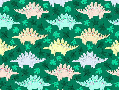 Stegosaurus jungle digital illustration digital painting dinosaur illustration procreate stegosaurus surface design surface pattern