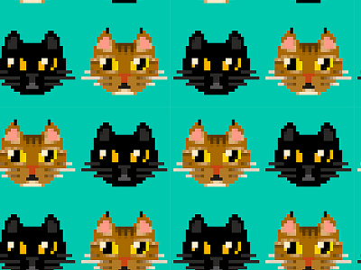 8-bit Cats 8 bit animals cat cats digital illustration digital painting illustration pixel pixel art pixels procreate repeat pattern surface design surface pattern