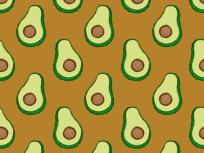 Avocado halves avocado food hand drawn illustration ink pentel brush pen repeat pattern surface design surface pattern