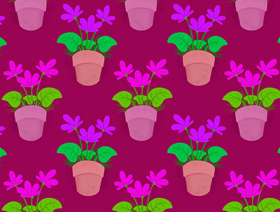 Potted Flowers digital illustration digital painting flowers illustration procreate purple repeat pattern surface design surface pattern violets