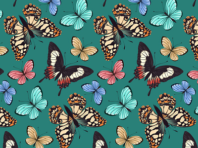 Butterfly Menagerie butterflies butterfly digital illustration digital painting illustration insects nature procreate repeat pattern spring summer surface design surface pattern