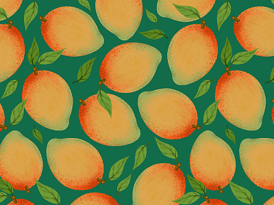 Mangos botanical digital illustration digital painting food fruit illustration mango mangos procreate repeat pattern summer surface design surface pattern
