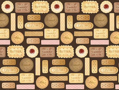 English Cookies biscuits cookies dessert digital illustration digital painting food food illustration illustration procreate repeat pattern surface design surface pattern sweets