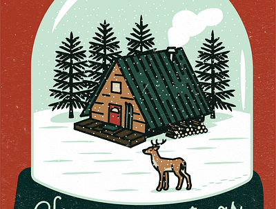 Season's Greetings cabin christmas christmas card digitalart greetingcard illustration vector vintage