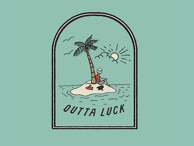Outta Luck digitalart hawaiian illustration island ocean skateboard skeleton skull tropical