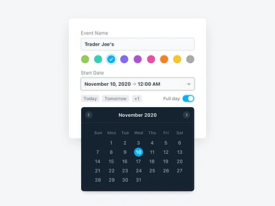 UI Calendar Component button buttons calendar calendar design clean dark dialogs elements input minimal popup radio button radiobutton shadow switch ui ui elements web