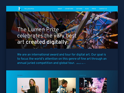 Lumen Prize • Homepage (full) art blue clean colorful homepage layout london lumen prize ui ui ux design uidesign web webdesign