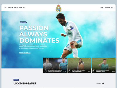 Real Madrid Web Design design ui ux web
