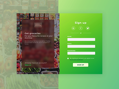 Grocery Signup UI blur clean figma grocery store minimal register registration sign up signup ui ux webdesign website
