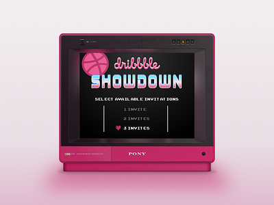 Dribbble Showdown dribbble game invitations invites pink pony retro screen