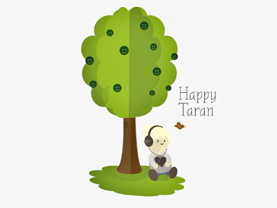 Happy Taran bliss green illustration tree