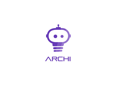 Archi ai archi artificial intelligence branding bulb logo charecter creative creative logo logo logo design minimal robot smart technology logo