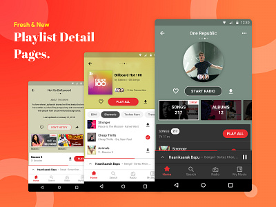 New Gaana Detail Pages gaana mobile music music player ui ux