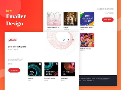 Gaana Emailer Design app design gaana music ui