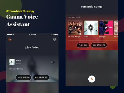 Gaana Voice Assistant app gaana mobile music music player ui ux voice assistant