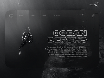 Ocean depths | Black and White | Web design black black and white blackandwhite blackwhite figma landing landing page design minimalism ocean screen water webdesign website white