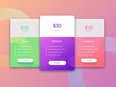 Pricing Table - Subscription Free Table price comparison price list price table pricing page pricing plan subscription box web ui design web ui ux website pricing table