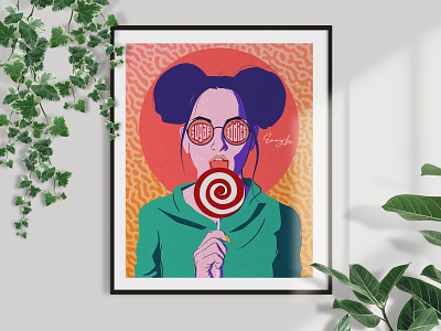 Sugar Addict art digital drawing flat design graphic illustration poster print vector women