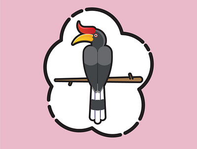 Hornbill in Borneo Island animal art bird borneo design follow hornbill icon illustration logo object protected