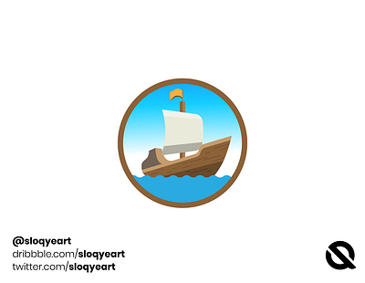 Classic Ship With Color art brand branding classic coffee color design emblem flat icon logo ocean sea ship ui ux