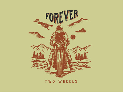 Forever Two Wheels branding design flat icon illustration illustrator logo minimal type vector