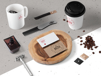 Buzz Buzz Cafe and Barber Shop branding packaging